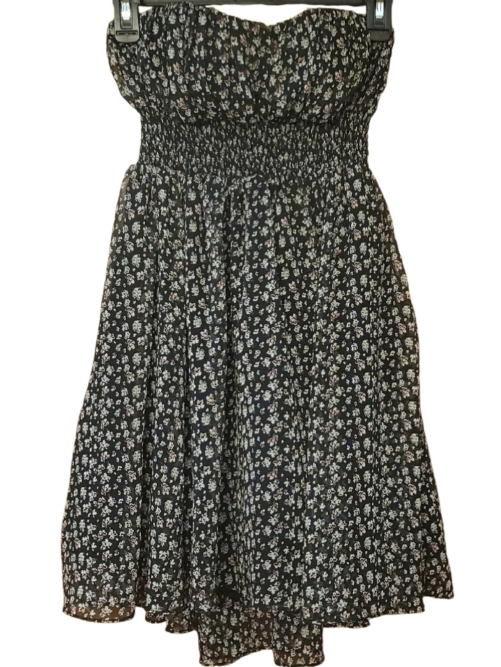 Kimchi Blue Black Strapless Floral Midi Dress With Smocking‎ Size XS